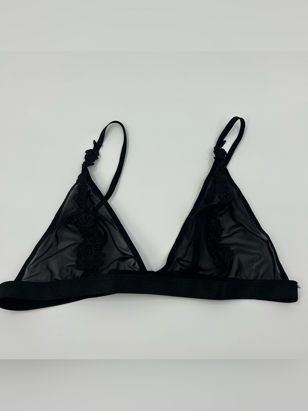 ASOS Sheer Lace Triangle Bralette Black Medium